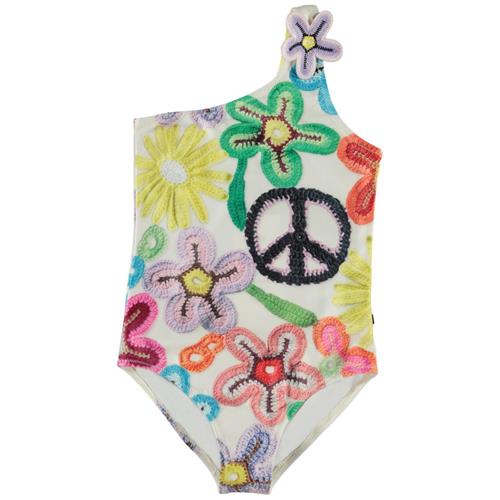 Se Molo Nai Badedragt Flower Power | Hvid | 104 cm ved Babyshop