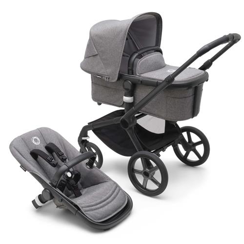 Se Bugaboo Fox 5 Complete Klapvogn Black/Gray Melange | Grå | 0-3 ved Babyshop