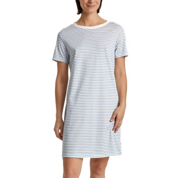 Calida Cotton Stripes Shortsleeve Nightdress Lyseblå Stribe bomuld Medium Dame