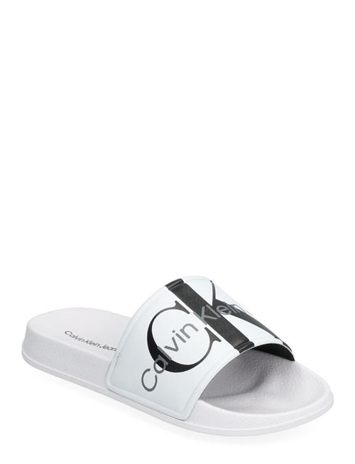 Se Calvin Klein Logo Pool Slide Calvin Klein White ved Booztlet