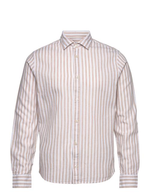 Jamie Cotton Linen Striped Shirt Ls Clean Cut Copenhagen Cream