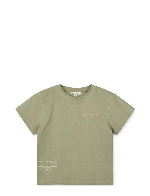 Se Liewood Sixten Placement Shortsleeve T-Shirt Liewood Green ved Booztlet