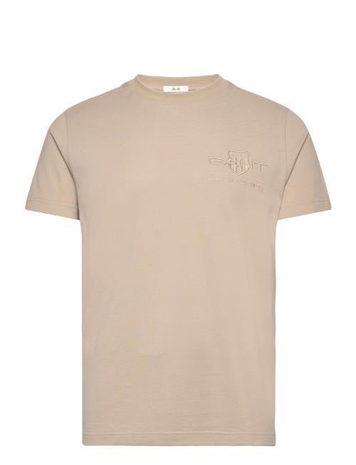 GANT Slim Tonal Shield Pique Ss Tshirt GANT Beige