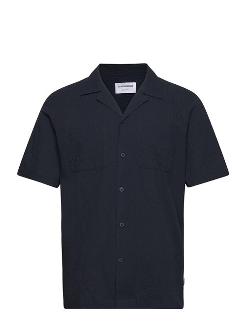 Lindbergh Seersucker Shirt S/S Lindbergh Navy