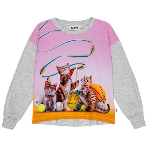 Se Molo GOTS Reniza Langærmet T-shirt Sporty Cats | Lyserød | 92 cm ved Babyshop