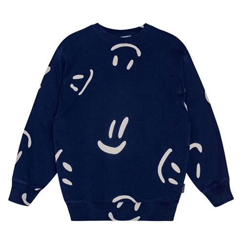 Se Molo GOTS Monti Sweatshirt Big Smiles Navy | Marine blå | 110 cm ved Babyshop