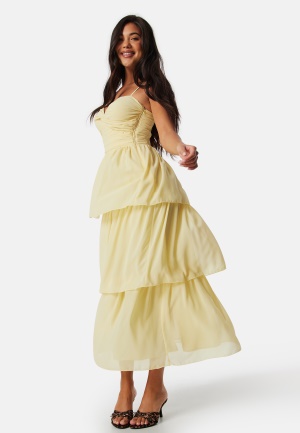 Bubbleroom Occasion Frill Strap Dress Light yellow 44