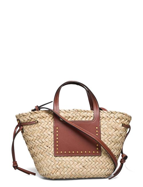 Se Mango Basket Bag With Studs Detail Mango Brown ved Booztlet