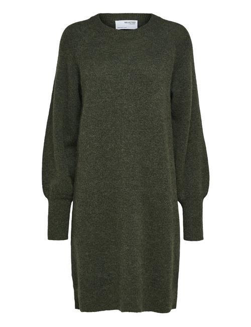 Selected Femme Slflulu Ls Knit Dress O-Neck B Noos Selected Femme Khaki