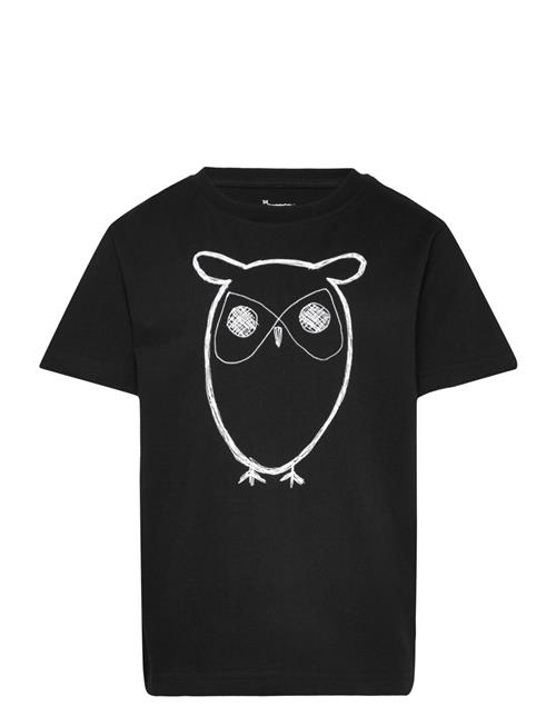 Se Knowledge Cotton Apparel Big Owl T-Shirt - Gots/Vegan Knowledge Cotton Apparel Black ved Booztlet