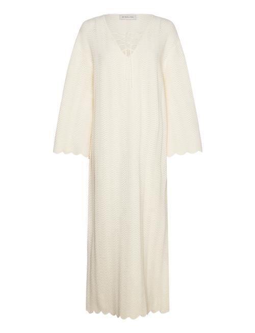 Disa Lace Up Front Knitted Kaftan Malina White