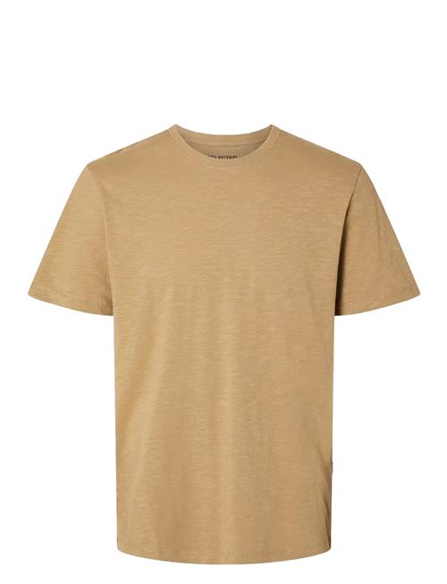 Slhaspen Slub Ss O-Neck Tee Noos Selected Beige