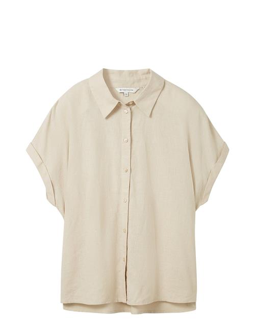 Se Tom Tailor Shortsleeve Blouse With Linen Tom Tailor Beige ved Booztlet