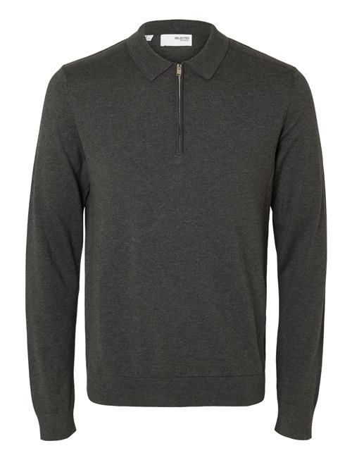 Se Selected Homme Slhberg Ls Half Zip Polo Noos Selected Homme Grey ved Booztlet