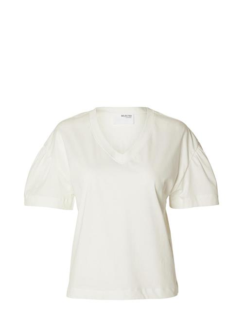 Selected Femme Slfcarli Ss V-Neck Tee Selected Femme White