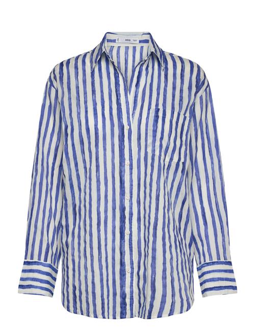 Mango 100 Cotton Striped Shirt Mango Blue