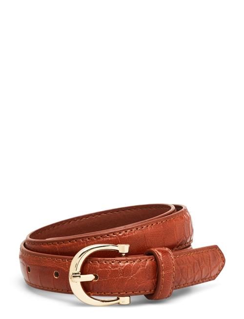 Se Mango Crocodile Effect Belt Mango Brown ved Booztlet