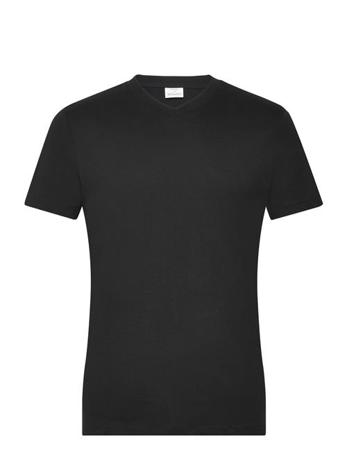 Se Mango Slim-Fit Cotton V-Neck T-Shirt Mango Black ved Booztlet