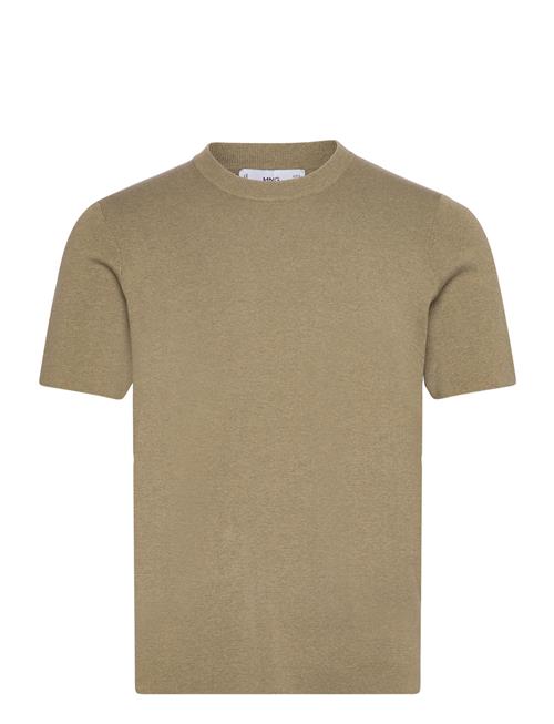 Mango Knit Cotton T-Shirt Mango Khaki