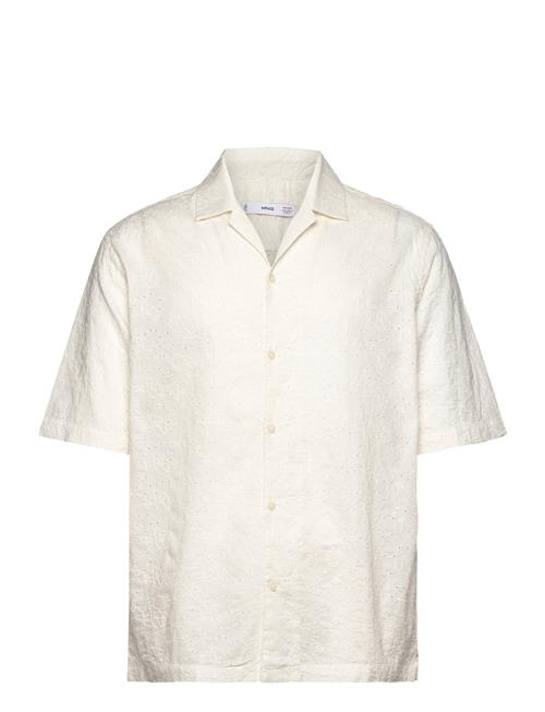 Se Mango Relaxed-Fit 100% Cotton Embroidered Shirt Mango White ved Booztlet