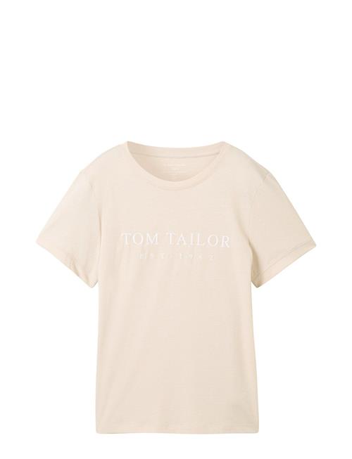 Se Tom Tailor T-Shirt Logo Print Tom Tailor Beige ved Booztlet