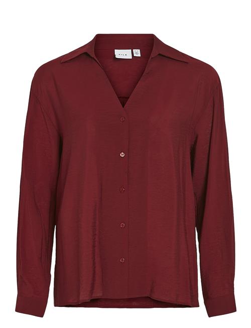 Vidomira V-Neck L/S Shirt - Noos Vila Red