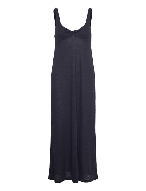 Linen Dress With Knot Detail Mango Navy