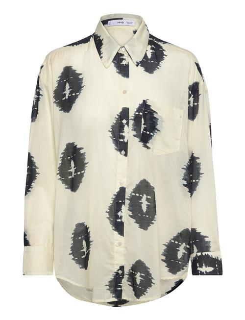 Mango Semi-Transparent Printed Shirt Mango Cream