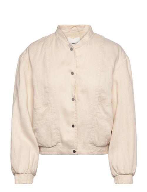 Buttons Linen-Blend Jacket Mango Beige