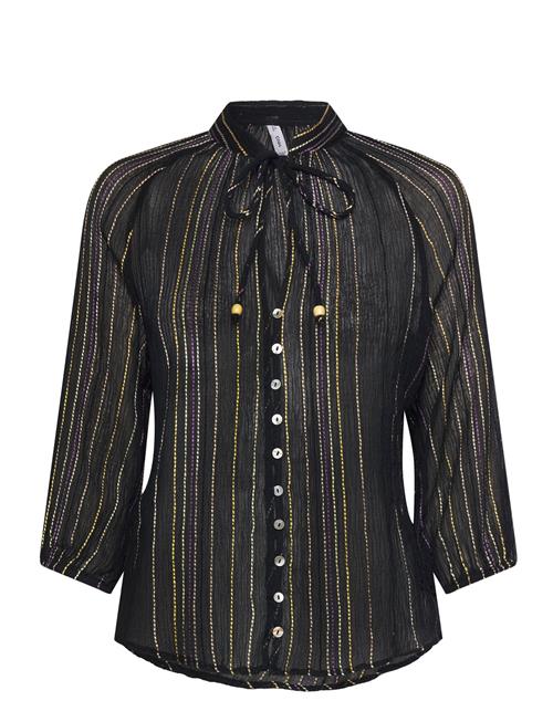 Mango Striped Bow Blouse Mango Black