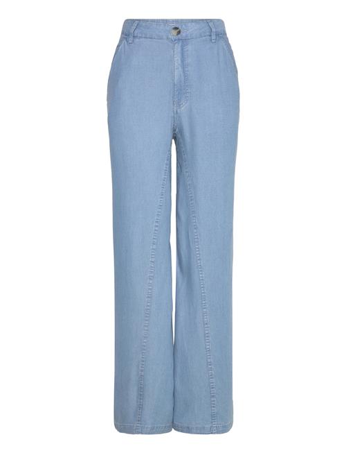 Mango Wideleg Lyocell Trousers Mango Blue