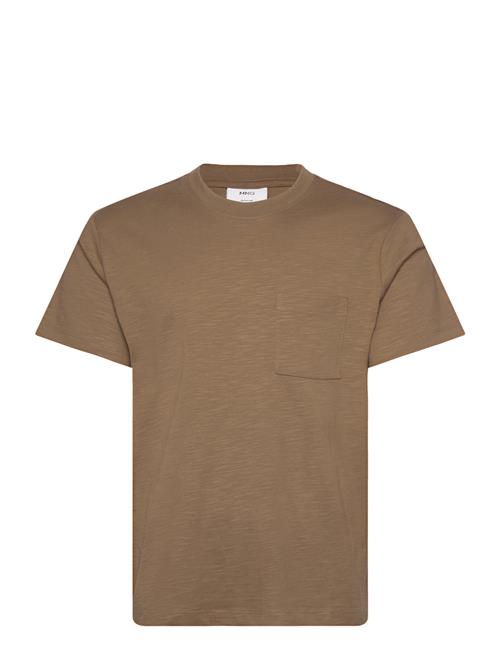 Mango 100 Cotton T-Shirt With Pocket Mango Brown