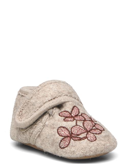 Melton Hortensia Wool Slippers Melton Beige