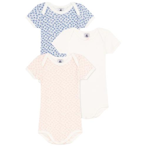 Petit Bateau 3-pak Blomstrede Babybodyer Cremefarvet | Lyserød | 18 months