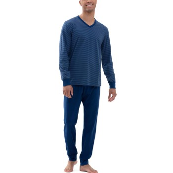 Se Mey Cardwell V Neck Pyjama Mørkblå bomuld 48 Herre ved Timarco