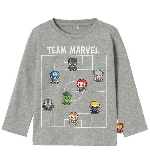 Se Name It Bluse - NmmJes Marvel - Grey Melange ved KidsWorld