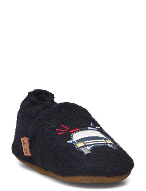 Melton Policecar Wool Slippers Melton Navy