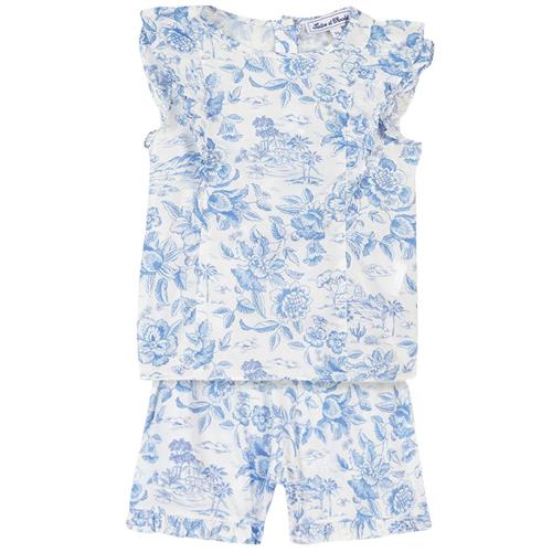 Se Tartine et Chocolat Blomstret Top Og Shorts-set Hvid | Blå | 5 years ved Babyshop