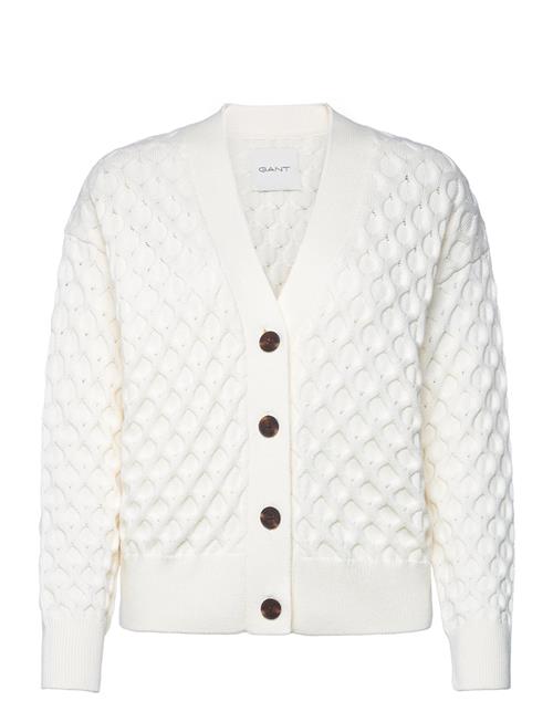 Se GANT Textured Knit Cardigan GANT White ved Booztlet