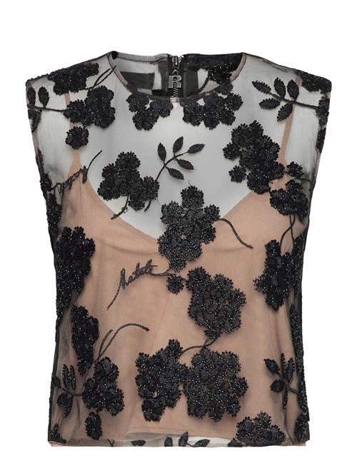 ROTATE Birger Christensen Flower Beads Top ROTATE Birger Christensen Black