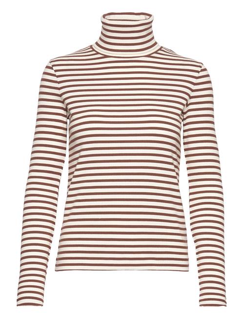 GANT Slim Striped Ribbed Turtleneck GANT Brown