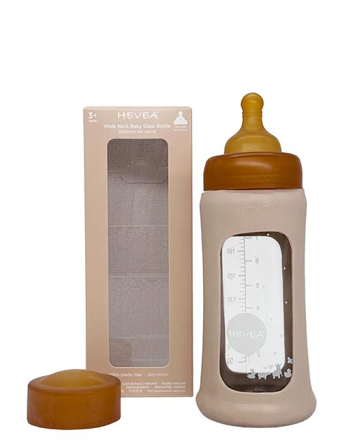 HEVEA Wide Neck Baby Glass Bottle With Sleeve 250Ml/8.5Oz Single-Pack HEVEA Beige