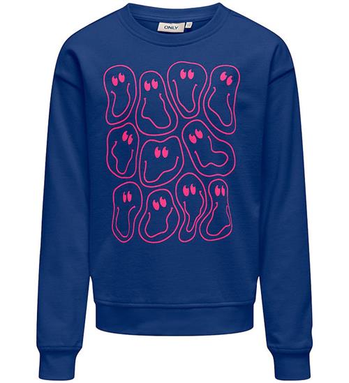 Se Kids Only Kids Only Sweatshirt - KogLissie - Sodalite Blue/Heads/Fuchsia P ved KidsWorld