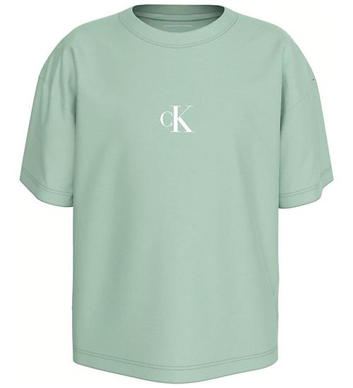 Se Calvin Klein Calvin Klein T-shirt - Ck Logo Boxy - Jadeite ved KidsWorld