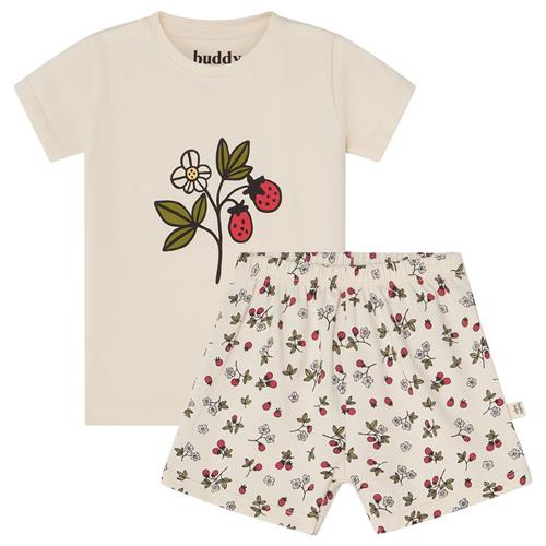 Buddy & Hope Molly GOTS Mønstret Pyjamas Wild Strawberry | Hvid | 74/80 cm