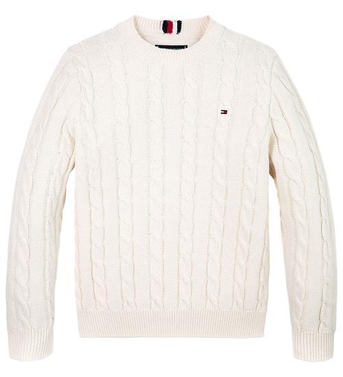 Tommy Hilfiger Bluse - Strik - Essential Reg Cable - Ivory Petal