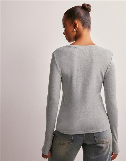 Only - Grå - Onlriley O-Neck L/S Top Jrs Noos