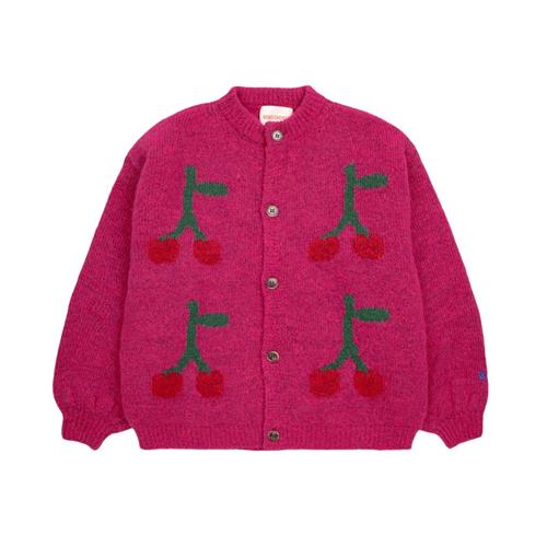 Bobo Choses Bobo Cherry Intarsia Cardigan Fuchsia | Lyserød | 4-5 years