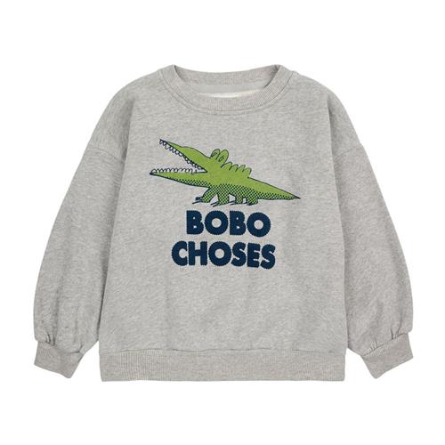 Se Bobo Choses Talking Crocodile Sweatshirt Lysegrå Melange | Grå | 2-3 years ved Babyshop