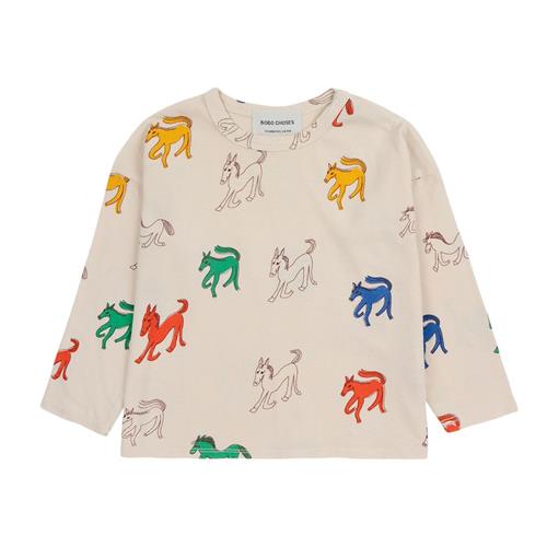 Se Bobo Choses Wonder Horse Mønstret Langærmet Baby T-shirt Naturhvid |  | 9 months ved Babyshop